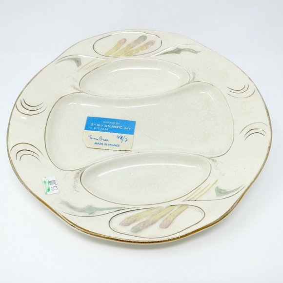 Antique French Asparagus Plate UNKNOWN Maker's Mark EMBREE Made in France 42/7 - Picture 3 of 7